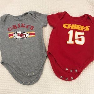 EUC Chiefs/Mahomes Onesies. Set of TWO!